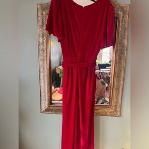Unique vintage crushed red velvet jumpsuit
